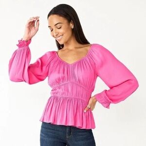 New,Nine West Vibrant Pink Blouse Size S